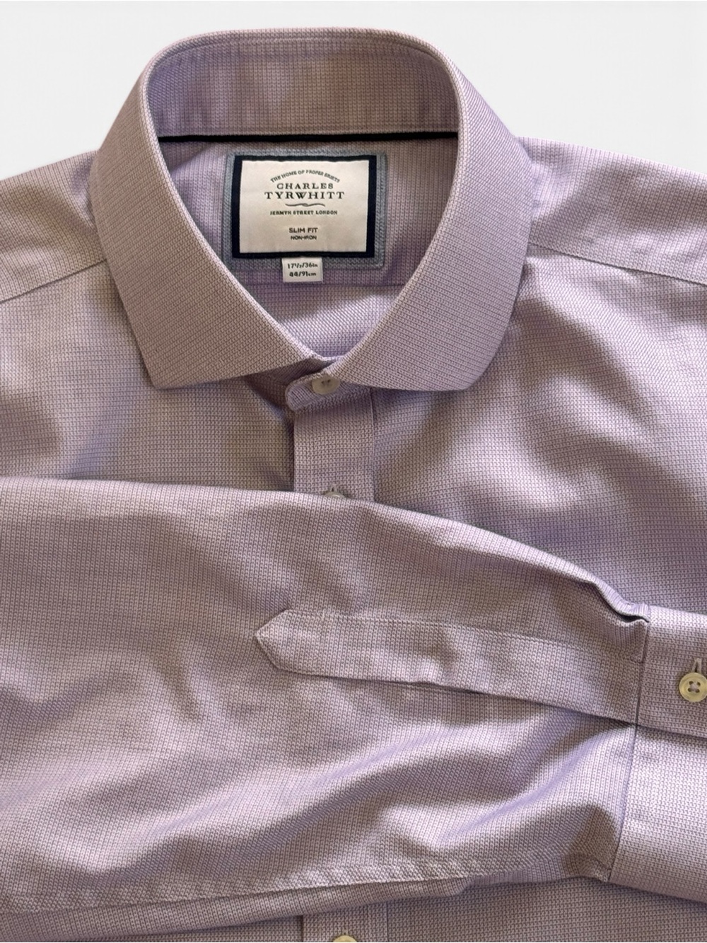 Charles Tyrwhitt Lilac Textured Dress Shirt - Slim Fit 17.5